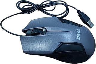Mouse USB Wired, Silver ergonomic shape and optical sensor, designed for gaming.