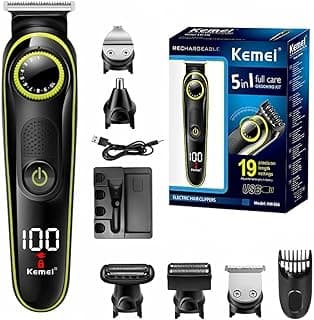 ماكينة حلاقة KEMEI KM-696، طقم عناية شخصية 5 في 1 للرجال