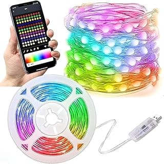 شريط إضاءة ليد متغير الألوان – أضواء ار جي بي ذكية مع منفذ USB، تصميم مقاوم للماء بطول 5 أمتار مع جهاز تحكم عن بعد لتغيير الألوان بسهولة