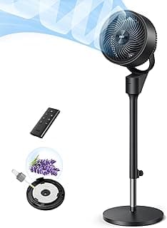 DREO 25 dB Silent Fan on Stand, Powerful Fans with Remote Control, 24 m Range, 3 Modes, Adjustable Height from 86 to 104 cm, Manual Vertical 90°, 6 Hour Timer
