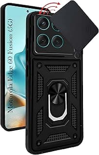 جراب متوافق مع موتورولا Moto Edge 60 / Moto Edge 60 Fusion، جراب CamShield مدرع مع حلقة مسند وغطاء لعدسة الكاميرا