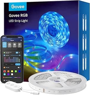 شريط إضاءة LED بالتحكم الصوتي عبر اليكسا بطول 5 م، شريط إضاءة بالتحكم الذكي عبر تطبيق واي فاي، يعمل مع اليكسا ومساعد جوجل، وضع مزامنة الموسيقى، لحفلات التلفزيون المنزلي من جوفي