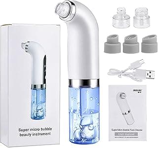 Anluomania Blackhead Aspirator, Blackhead Extractor, Blackhead Extractor, Pore Cleaner, with 3 Suction Levels and 6 Heads, USB Rechargeable Blackhead Remover for All Skin Types
