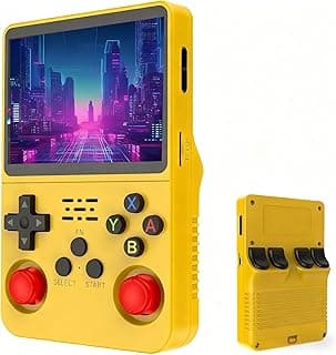 R36S Retro Handheld Game Console, 3.5-Inch IPS Screen, 64GB Storage, 15000+ Games, Linux System( Yellow 64G)