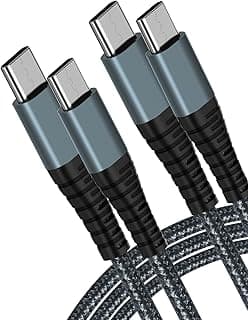 كابل شاحن USB C بقدرة 100 وات، عبوة من 2 كابل شحن تايب سي بطول 6 قدم، كابل شحن سريع USB C إلى USB C، متوافق مع سامسونج جالاكسي S21 S20 S10، نوت 10، ماك بوك