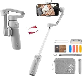 جيمبال مثبت zhi yun Smooth Q4 Combo لهواتف آيفون 13 Pro Max/12/11/XS/X/XR/8 وأندرويد، مع حقيبة حمل وإضاءة LED وحامل ثلاثي