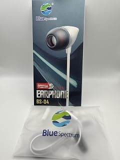 Blue Spectrum BS-04 Stereo Wired Earphones with Mic, In-Ear Handfree - سماعة سلك هاند فري أبيض