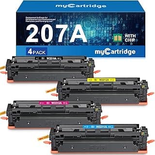 خرطوشة حبر بديلة HP 207A (مع شريحة) لـ HP 207X لطابعات HP Color Laserjet Pro MFP m283fdw و m255fdw m255nw m282nw m283fnd، طقم 4 قطع