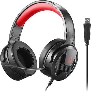 ريدراجون سماعة راس للالعاب H315 RGB - سماعة كمبيوتر سلكية مع مشغلات 40 ملم، ميكروفون بخاصية الغاء الضوضاء، اتصال USB، تصميم خفيف الوزن، وسائد اذن من جلد البولي يوريثين الناعم لراحة قصوى