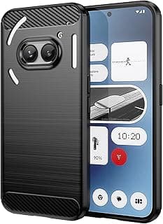 جراب كربون فايبر TPU مضاد للبصمات والصدمات متوافق مع Nothing Phone 2a (أسود)