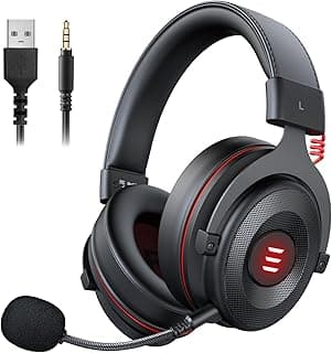 EKSA USB Headset with Microphone, Environmental Noise Cancellation Over-Ear PC Headphone for Laptop with Volume Control, Computer Headsets for Home, Call Center, Office, Teams, Zoom (Red)