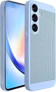 Case For Samsung Galaxy A26 5G Heat Dissipation Case with Built-in Camera Lens Protector Slim Fit Breathable Cooling Anti-Fingerprint Hard PC Back Shockproof Cover (Baby Blue)