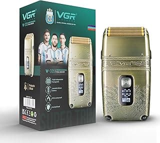 V-335 Professional Cord/Cordless Foil Shaver - IPX6 Waterproof Rating, Triple independent flexing foils, Fast USB Charging, LED Display, 80 Minutes of Runtime for Effortless Grooming, 1 Year