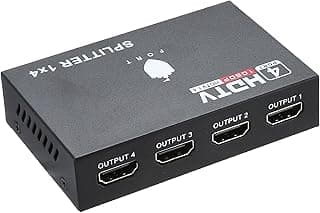 موزع HDMI صغير 1×4، محول يدعم 3D HD 1.3 حتى 1080P، مدخل واحد و4 مخارج مع مضخم إشارة ومحول