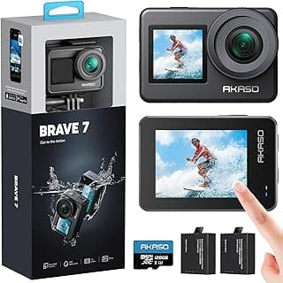Brave 7 Action Cam 4K30FPS with 128GB U3 microSDXC Memory Card 20MP WiFi Underwater Camera IPX8 Waterproof Action Camera Ice 2.0 with Touch Screen, Zoom, Voice Control and 2 x 1350 mAh Batteries