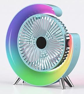 مروحة مكتبية بإضاءة متعددة الألوان – 3 سرعات قابلة للتعديل | تصميم مدمج هادئ ومناسب للاستخدام اليومي S
