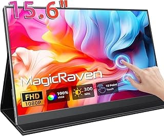شاشة لمس محمولة ، موسع شاشة لابتوب 15.6 انش 1080P، خفيفة الوزن بمنفذ USB C HDMI مع مكبرات صوت، شاشة سفر للابتوب والكمبيوتر والجوال وبلاي ستيشن 5 واكس بوكس سويتش