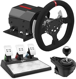 PXN V10 Force Feedback Gaming Racing Wheel with Magnetic Pedals and Shifter, Dual Paddles and Detachable Design Steering Wheel for PC, PS4, Xbox One, Xbox Series X|S