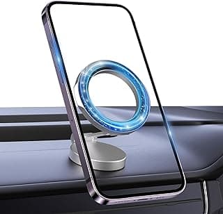 Magnetic Car Mount, [Upgrade Strong Magnets] Compatible with MagSafe Foldable Phone Holder for Car, Hands Free Dash Mount for iPhone 14 13 12 Pro Max Plus Mini, Silver