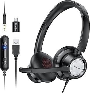 Headset with Microphone, PC Headset, Adjustable Microphone with Noise Cancellation, Headset USB Type-C 3.5 mm, Headphones for Business/Phone Conferences/Skype Chat/Online Courses (Black)