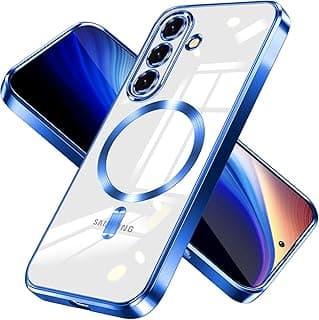جراب مغناطيسي لهاتف سامسونج Galaxy A17، حماية كاملة لعدسة الكاميرا، متوافق مع الشحن اللاسلكي، غطاء هاتف TPU ناعم ومضاد للصدمات (أزرق داكن، سامسونج Galaxy A17 4G /سامسونج Galaxy A17 5G)