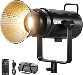 NEEWER CB300B 320W LED Video Light with 2.4G/APP Remote Control, All Metal Bi Color COB Continuous Output Lighting with Bowens Mount 135000lux/1m 2700K-6500K CRI/TLCI97+ 12 Effects for Video Recording