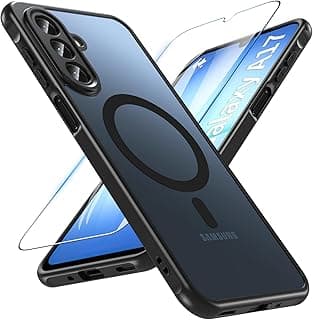 جراب هاتف سامسونج Galaxy A17 5G، جراب مغناطيسي متوافق مع Magsafe مع واقي شاشة زجاجي، مضاد للصدمات، ظهر شفاف، نحيف