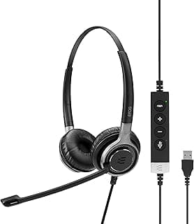 سماعة Sennheiser Sc 660 Anc Usb (508311) - سماعة أعمال ثنائية الجانب | لسكايب مع صوت عالي الدقة، مايكروفون بخاصية إلغاء الضوضاء، وموصل (أسود)