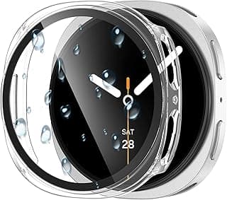 جراب مقاوم للماء لساعة سامسونج Galaxy Watch 8 مقاس 44 مم مع واقي شاشة زجاجي، غطاء صلب PC ممتص للصدمات - لا يسبب ضباب، استجابة سريعة للمس