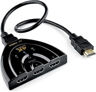 موزع HDMI بدقة 4K بثلاثة منافذ، مخصص للتلفزيون عالية الدقة بدقة 1080P متوافق مع أجهزة مثل بلاي ستيشن4 وقارئ دي في دي، مع جهاز تحكم عن بعد يعمل بالأشعة تحت الحمراء