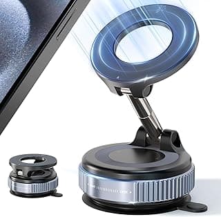 حامل هاتف مغناطيسي بالشفط مطور 2025، متوافق مع MagSafe، أقوى شفط 89+ رطل وقوة مغناطيسية 2800gf، قابل للتعديل للسيارة/الجيم/المطبخ