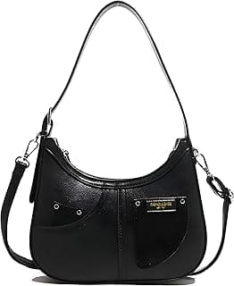 Leather Handbag - Classic Design with Adjustable Shoulder Strap, Multiple Pockets, and Silver Hardware for a Sophisticated and Practical Fashion Statement