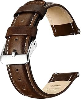 JNN Leather Watch Strap - 18mm 20mm 22mm Genuine Watch Bands, Quick Release Watch Band Replacement Wristband for Men Women