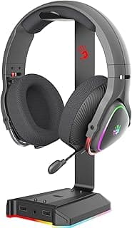 ستاند سماعة Bloody GS2 RGB مع هاب – كارت صوت محيطي 7.1 – 3 منافذ USB 2.0 ومنفذ صوت AUX 3.5 مم 4-Pin – كابل قابل للفصل بطول 150 سم - إطار ألومنيوم | أسود
