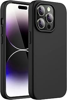 Cyber-Tech Silicone Case Compatible with iPhone 14 Pro Case 6.1 Inch, Soft Ultra Slim Protective Shockproof Liquid Silicone Phone Case with Anti-Scratch Microfiber Lining, Black