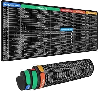 ماوس باد جيمنج كبير XL مقاس 31.5 × 11.8 بوصة مطبوع عليه اختصارات برامج الأوفيس (Word, Excel, Power Point) بقاعدة مطاطية غير قابلة للانزلاق وحواف مخيطة للمنزل والمكتب