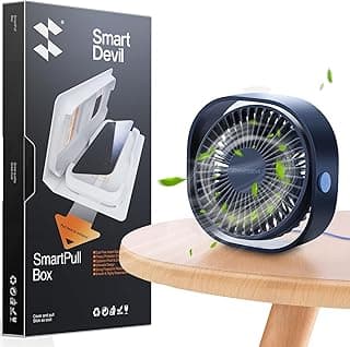 SMARTDEVIL Small Personal USB Desk Fan,3 Speeds Portable Desktop Table Cooling Fan Powered by USB,Strong Wind,Quiet Operation,for Home Office Car Outdoor Travel (Navy Blue)