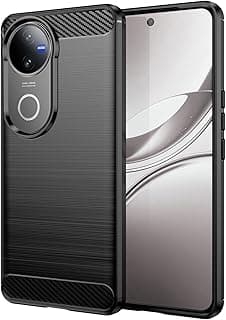 جراب موبايل متوافق مع Vivo V50 5G، جراب سيليكون كربون أصلي، مرن، نحيف، متين ومضاد للصدمات (أسود)