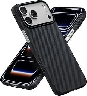 PITAKA iPhone 17 Pro Max 6.9" Case Compatible with MagSafe | Ultra-Slim Aramid Fiber Woven Cover with a Caseless Feel | Thin, Light & Protective | (PitaTap) (Black/Gray)