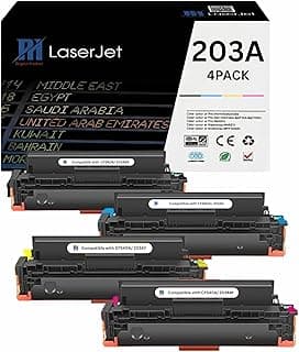طقم حبارة 4 ألوان متوافق PH 203A مع شريحة، حبارة ليزر عالية الإنتاجية بديلة لـ CF540A CF541A CF542A CF543A لطابعات Color LaserJet Pro M254dw/M254nw/MFP M280nw/MFP M281fdn/MFP M281fdw