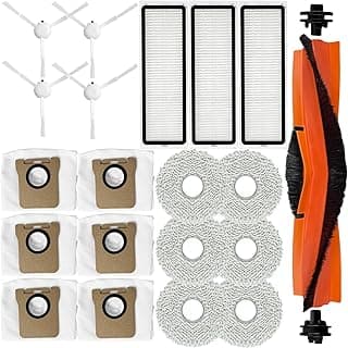 طقم ملحقات وقطع غيار بديلة لمكنسة الروبوت شاومي X20+ / X20 بلس / +X10 / X10 بلس، مكون من فرشاة رئيسية و3 فلتر و4 فرش جانبية و6 بطانات مساحة موب و6 أكياس للغبار
