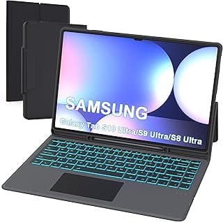 Samsung Galaxy Tab S9/S8/S10 Ultra 14.6 Inch Case With Keyboard - Folio Tablet Cover With Touchpad, 7 Color Backlit, and S Pen Holder
