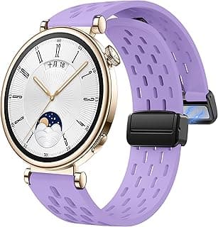 حزام سيليكون 18mm لساعة هواوي Watch GT 6 41mm/GT 5 Pro 42 mm/GT 5 41mm/GT4 41 mm/Watch 5 42mm مع مشبك معدني مغناطيسي، حزام رياضي جيد التهوية