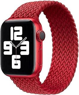 Braided solo loop stretchy fabric elastic watch band size 42/44 mm for apple watch series 1/2/3/4/5/6/se - red