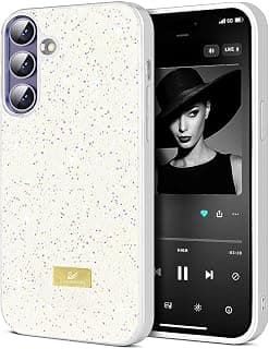 جراب لهاتف سامسونج Galaxy A17/A26 مرصع بالكريستال اللامع، نحيف وخفيف الوزن ومضاد للصدمات ومقاوم للخدش (أبيض)