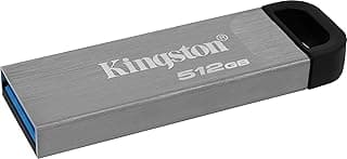 ذاكرة فلاش كيسون USB 3.2 الجيل 1 سعة 512 جيجابايت بحافظة معدنية أنيقة بدون غطاء من كينجستون