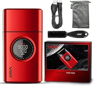 V-377 Professional Foil Shaver for Men | Fully Metal Body with Dual Foil Blades & 21-Speed Control | 1400 mAh Rechargeable Battery | 100 Min Long Runtime | High-Speed Motor (Red)