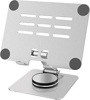 Metal 360° Rotatable Tablet Stand Desktop Foldable – Adjustable Angle & Height Base Rotation – Aluminum Alloy Holder For Mobile & Tablet UP To 12 inch / 3.0 KG (L-003)