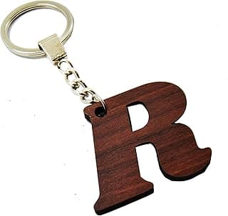Rana Store Laser Cut Wooden Keychain for Car, Home, Office and More with Pendant (Letter R)