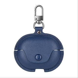 Case Compatible with Huawei Freebuds 6i, PU Leather Protective Case with Keychain Hook, Case Cover for Boys Girls Men Women - Blue